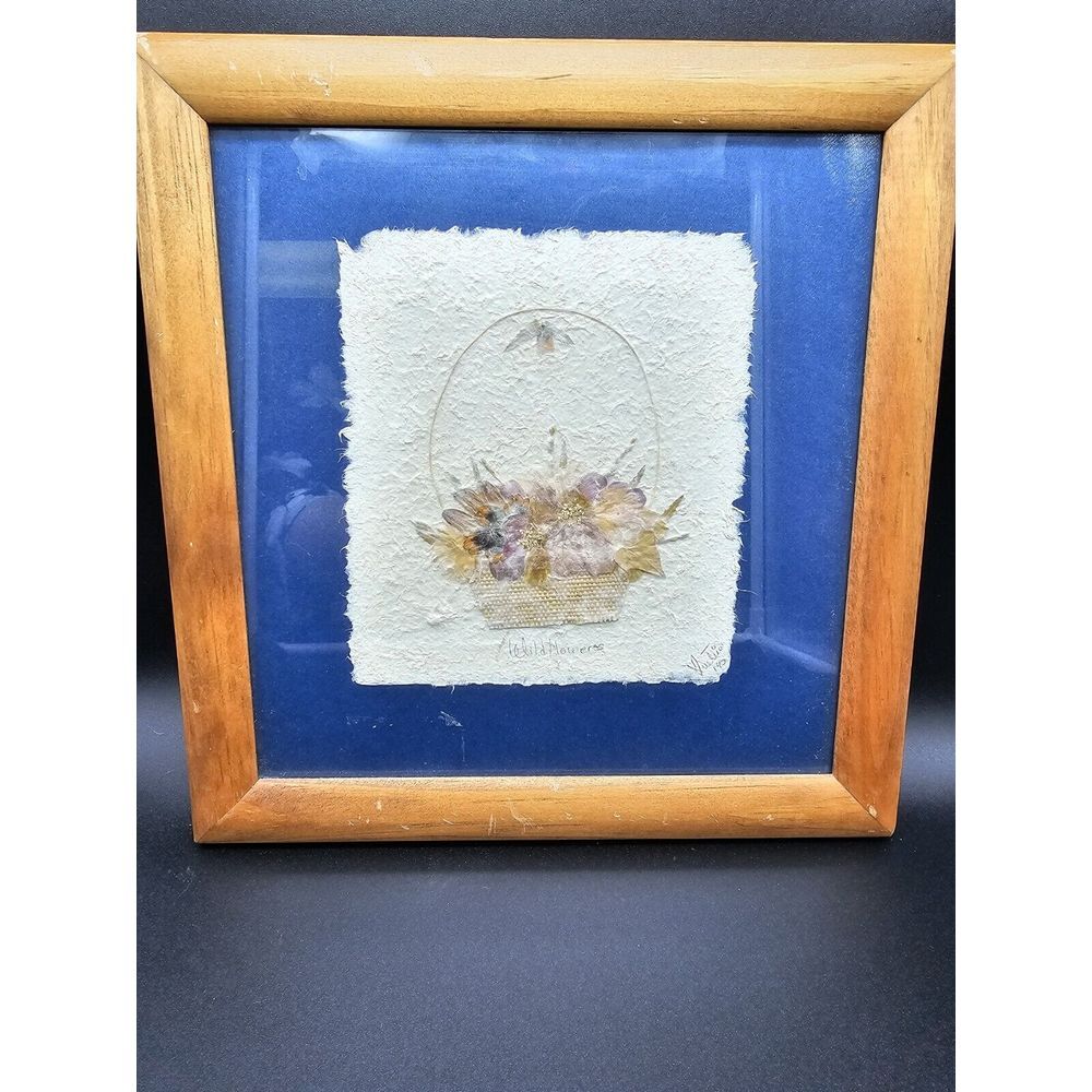 Vintage Framed Signed Numbered Pressed Flowers Artwork "Wildflowers "